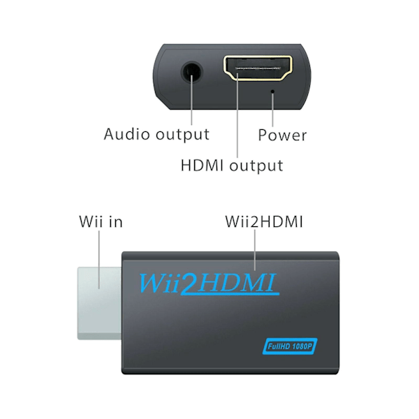 Kannettava Wii HDMI-muunninsovitin 720P 1080P HD-skaalaukseen 3,5 mm:n äänilähtösovitin TV