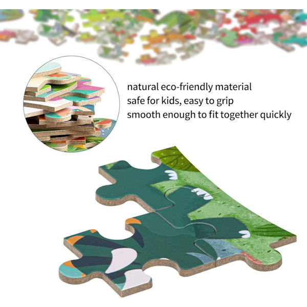 Pussel för barn, djurpussel, 5-bilderspussel, lämpligt för pojkar och flickor från 3, 4 och 5 år (Dinosaurie) Classic