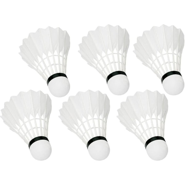 Gåsefjær badmintonballer - sett med 6 stk