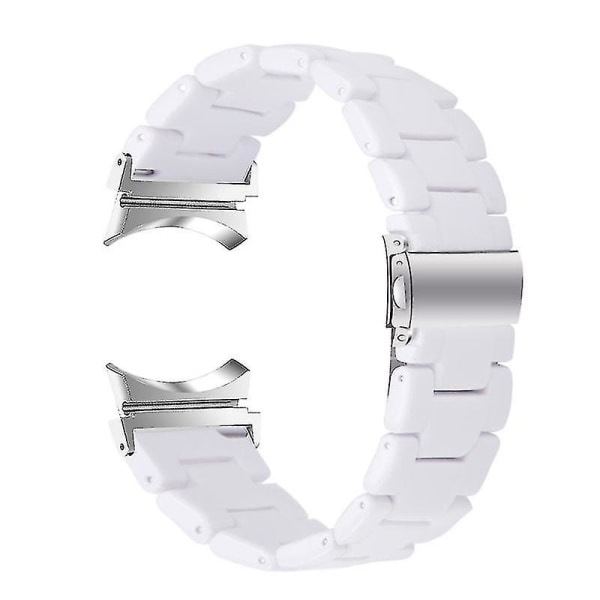 For Samsung Galaxy Watch 5 40mm / 44mm / Watch 5 Pro 45mm Resin Watch Band Rustfritt stålspennearmbånd White