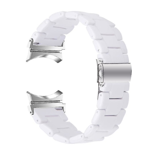 Til Samsung Galaxy Watch 5 40 mm / 44 mm / Watch 5 Pro 45 mm Resin urbånd i rustfrit stål med spændearmbånd White