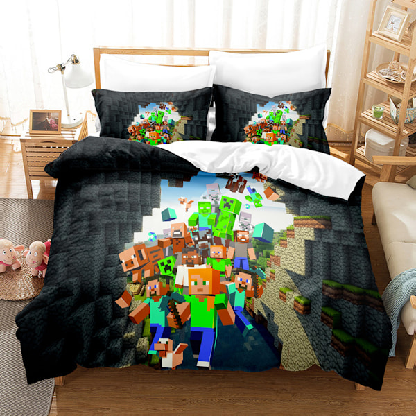 Minecraft My World 3D digital print tredelt sæt dynebetræk sengetæppe lagen pudebetræk sengetøj 24 140*210