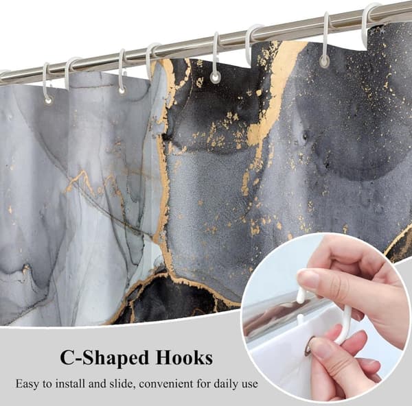 Waterproof Shower Curtain with Marble Pattern – Moisture-Resistant and Washable, 180×180 cm B