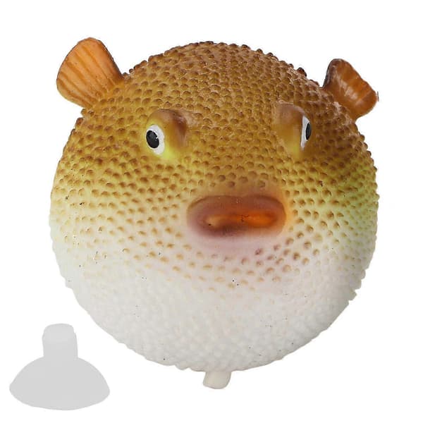 Akvarium Puffer Fish Luminous Simulation Rubber Fish med sugkopp för akvarier Orange
