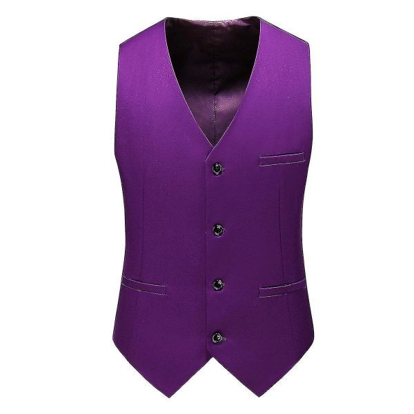 Bryllupsbankett for menn Formell dress Vest Business Slim ensfarget vest Purple M