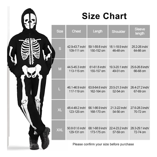 Halloween Voksen Glødende Skelet Kostume Negro M
