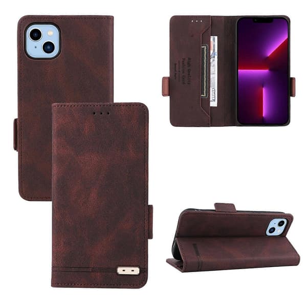 Magnetisk læder telefoncover til iPhone 14 Plus Brown