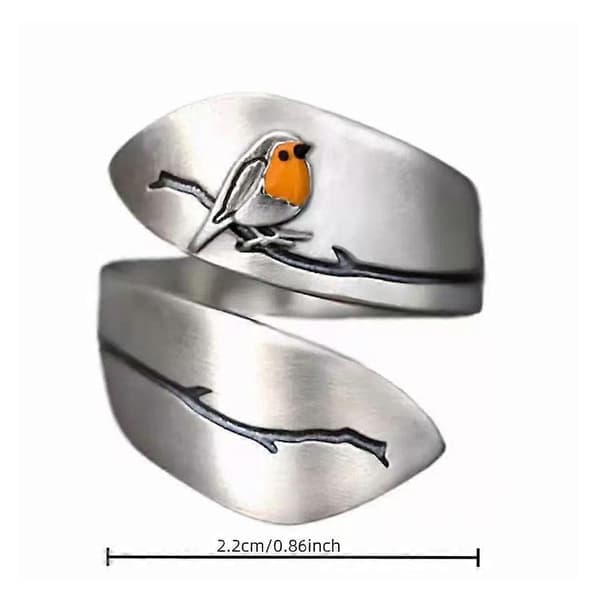Justerbar Robin Ring - Legering, Naturinspirert, Åpen Bånd, Gave
