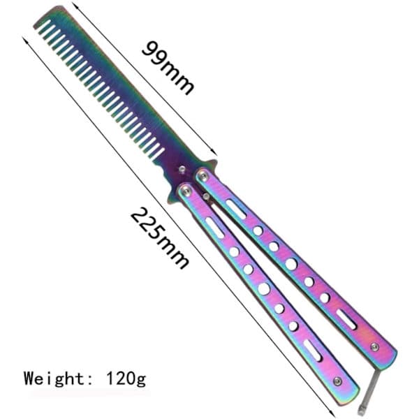 Butterfly Comb Unsharpened Metal Knife, Stainless Comb Foldable Training Butterfly Knife, Balisong Metal Comb Tool, Non-Sharp Blade Safe Butterfly
