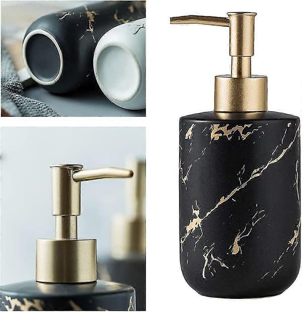 tvåldispenser 300ml marmorerad textur keramisk handtvålpump duschgeldispenser badrum