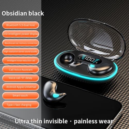 X55 Invisible Wireless Sleeping Headphones, Mini Bluetooth 5.3 Earbuds with Microphone Noise Cancellation Stereo