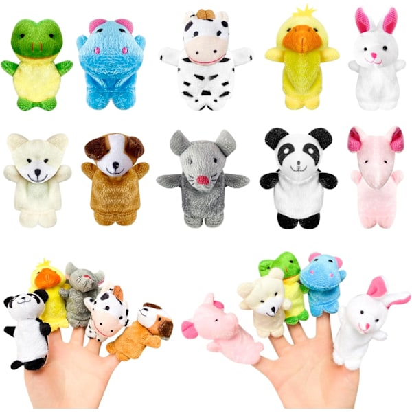 10 kpl sormipukkia taaperoille, pehmeät plyysimerieläinten sormipukkinuket tarinatuokkiin, leikkiaikaesityksiin, juhlalahjoihin, opetusnukkeihin 10 Pcs Animals Finger Puppet