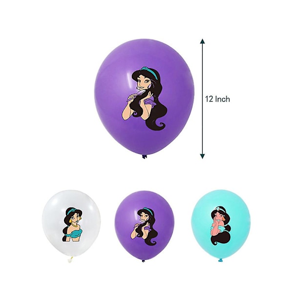 Prinsessan Jasmintema födelsedagsfestdekoration inkluderar banderoll, topper, ballonger, tårtcupcake toppers set för jasminälskare