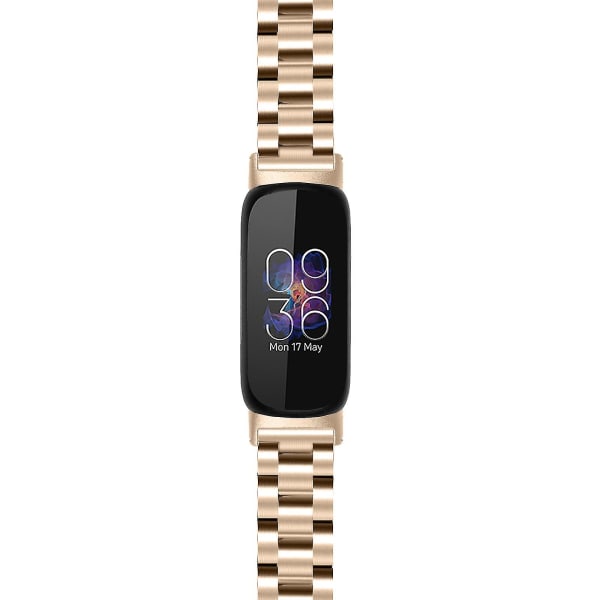 Handledsrem för Fitbit Inspire 3 rostfritt stål 3 pärlor ersättning smart watch Champagne Gold