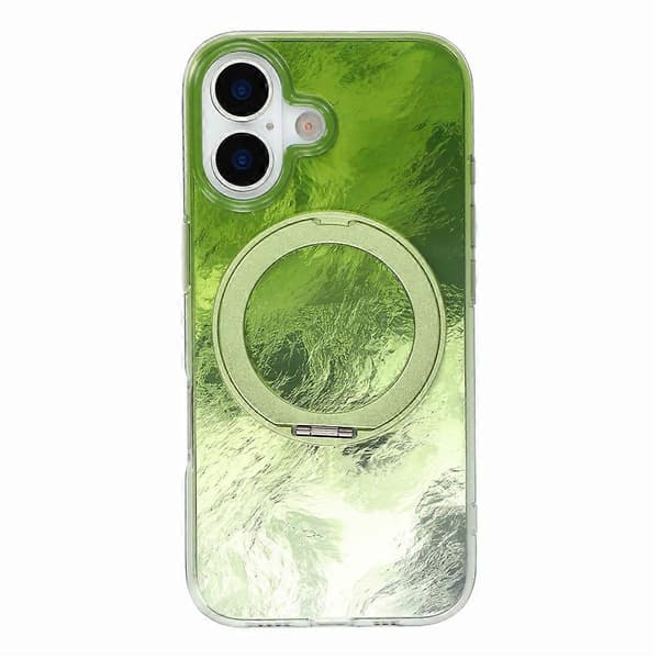 Kompatibel med iPhone 17-deksel Roterende ringstativ Aurora Gradient TPU Støtsikkert telefondeksel Green