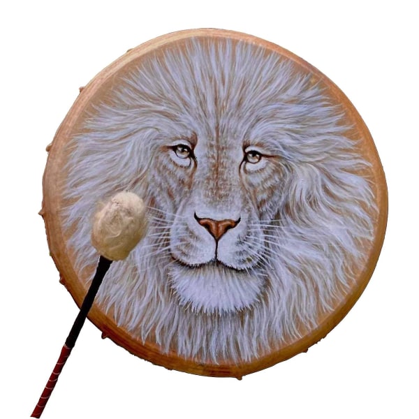 Shaman Drum Lion Mönster handgjorda med högkvalitativt trä för musikälskare