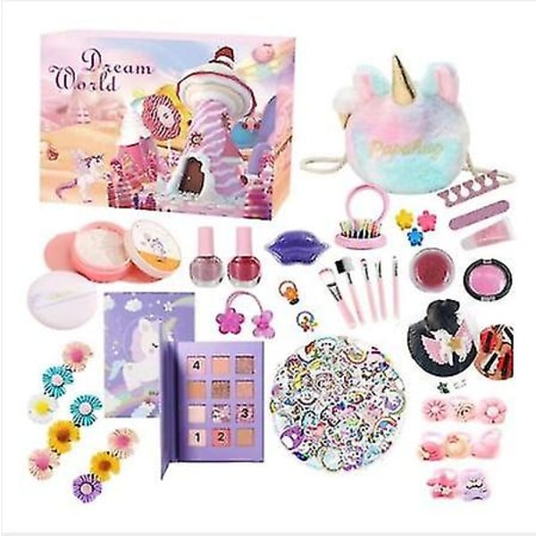 2022 Girls Unicorn Bag Adventskalender 24 Days Kids Makeup Set Julklappar 55st