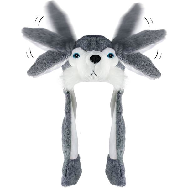 Sød Plysdyr Vinter Skihue Beanie Aviator Stil Vinter med Lange Handske Øreflapper Husky