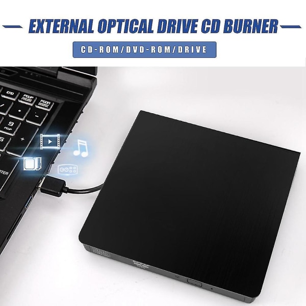 Universal Car USB 2.0 Portable Extern Ultra Speed ​​Cd-rom DVD-spelare Drive Car Disc Support för La