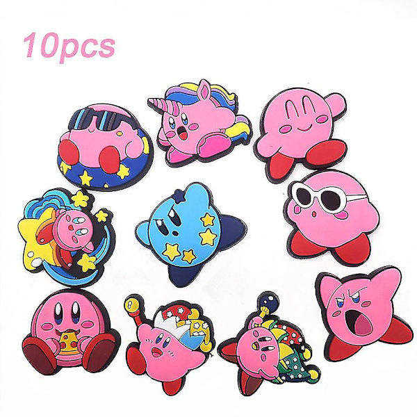 10 stk Cartoon Kirby Shoe Charms Dekorasjon For Diy Croc Clog Sandaler Tilbehør