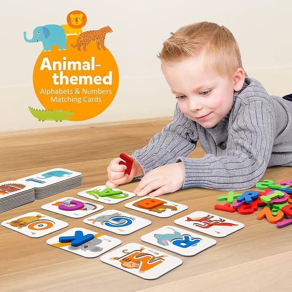 72 stk. Tall og Bokstav Flashkort for Småbarn 3-5 år