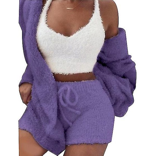Vintervarme Pyjamas til Kvinder 3-delt Sportsdragt Purple L