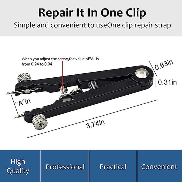 Urrem Spring Bar Plier Tool Sæt, Urrem Pliers, Spring Bar Pinset Værktøj, til Urrem Spring Bar Pi black
