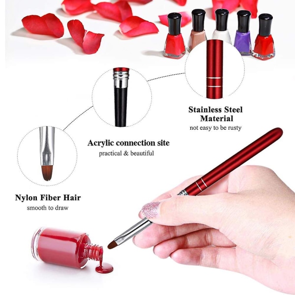 Nail Art-penn for profesjonelle salonger - 10 farger - neglebørste og hjemme-diy-negledesign