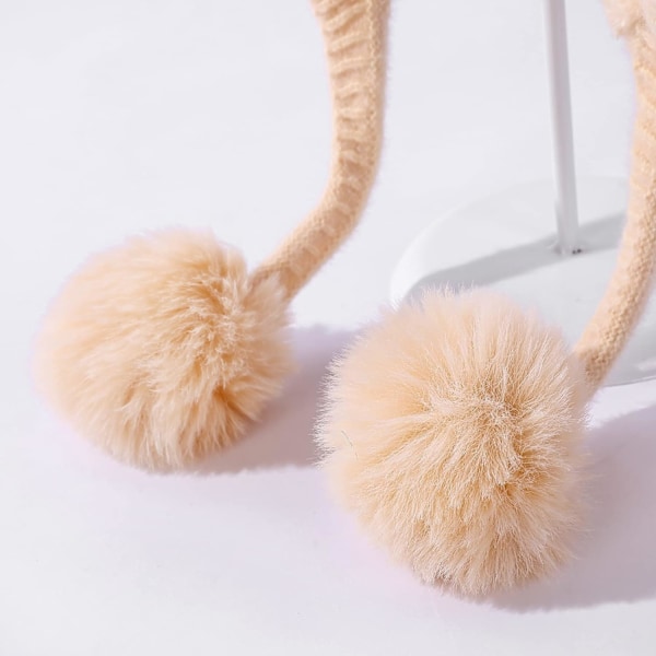 Dam vinter Peruvian öronbeklädnad Beanie Hat Öronklaffar Sherpa Skidmössa Stickad Fleecefodrad 3 Pom Khaki One Size
