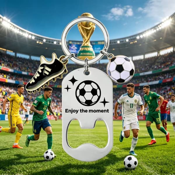 FIFA World Cup Nøglering med flaskeåbner i rustfrit stål til fodboldfans - Charme til gavepose Style 1
