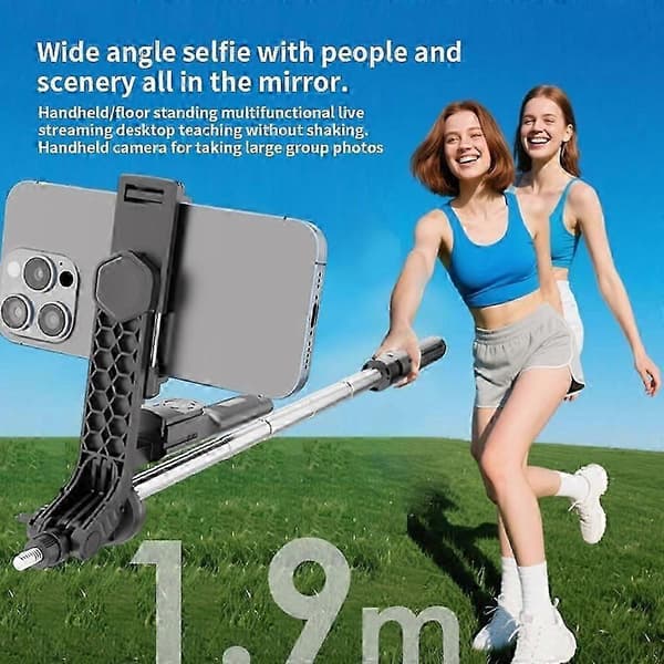 Dobbelt telefon Bluetooth Selfie Stick Pink