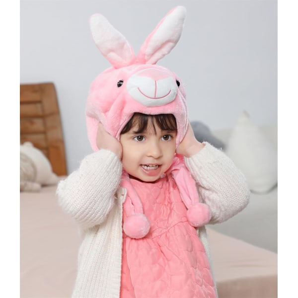 Vinter Unisex Pludset Dyr Hat Børn Piger Drenge Sød Sjov Dyr Ansigt Halloween Hat med Lange Øreklapper Julefest Rabbit