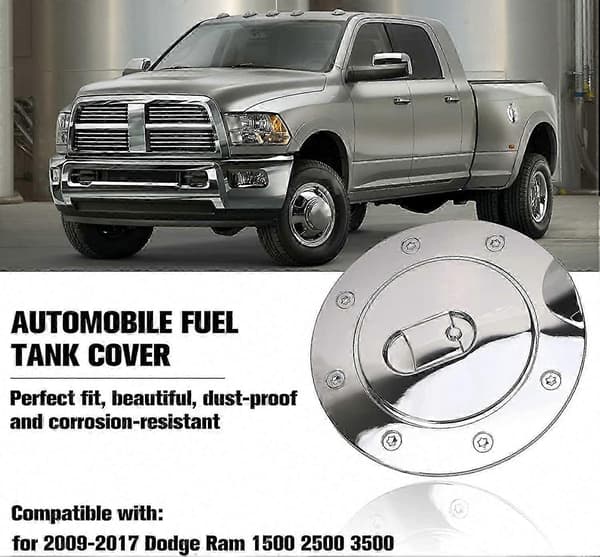 Trippelkromad bränsletanklock Gasdörrskydd för 2009-2017 Dodge Ram