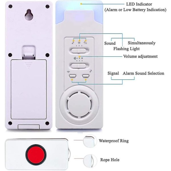 Dhrs Haus Wireless Mobiler Alarm Notruf Knopf Pflegeruf-sæt Hausnotruf Panikalarm Funkalarm Fr Pflegebedrftige Geduldig Lterer Mann (1 In 2)