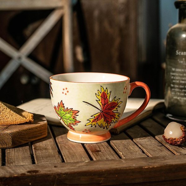 Håndtegnet frokostkopp Melkevannkopp Keramisk Kreativ Nett Rød Kaffekopp Nett Rød Ins Vind Nordisk Keramikkkrus Maple Leaf Map