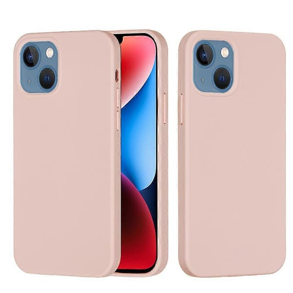 Ensfarvet silikone telefoncover til iPhone 15 Sand Pink For iPhone 15 Plus