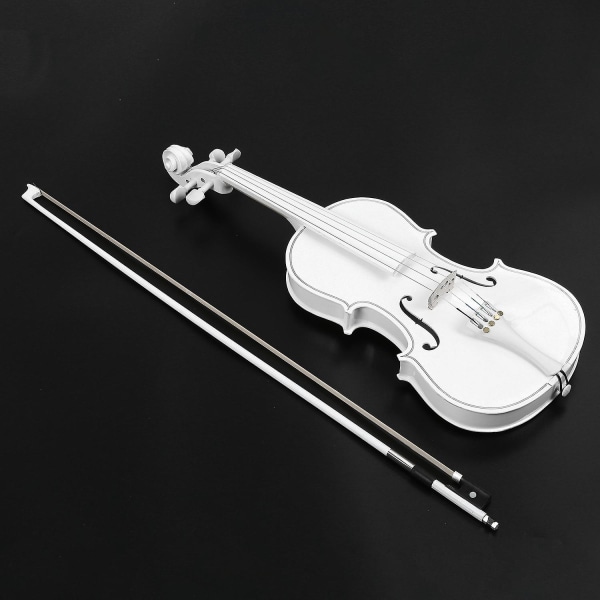 Studentfiolin 4/4 Full Size Fiolin Fiolinsett Barn Nybegynner Hvit fiolin White