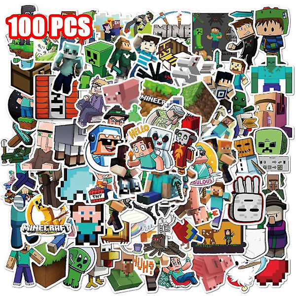 100 kpl Minecraft Adventure Game -tarroja puhelimeen, rullalautaan, kannettavaan tietokoneeseen, matkalaukkuun, graffiti-tarroja, koristelu