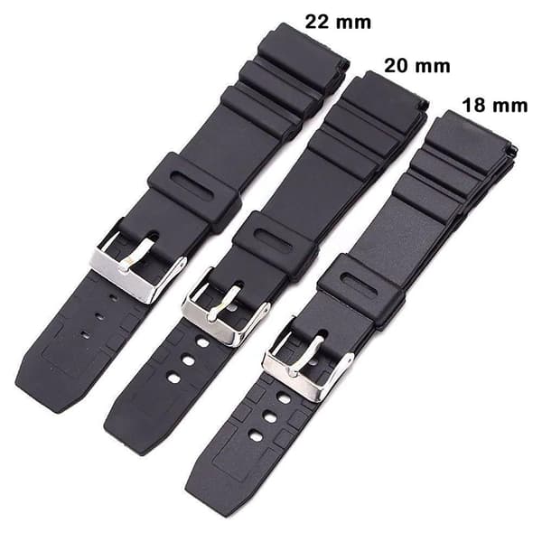 Urrem Silikone (Digitalur osv.) Sort - Flere størrelser Sort Black 22 mm