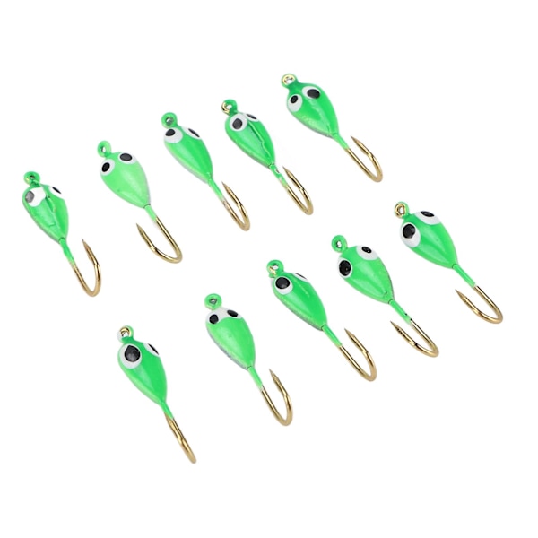 202410 stk Isfiske Jigger med pigger Vinter Jigging Lokkemiddel Mini Kroker Tilbehør Grønn Tadpole Form