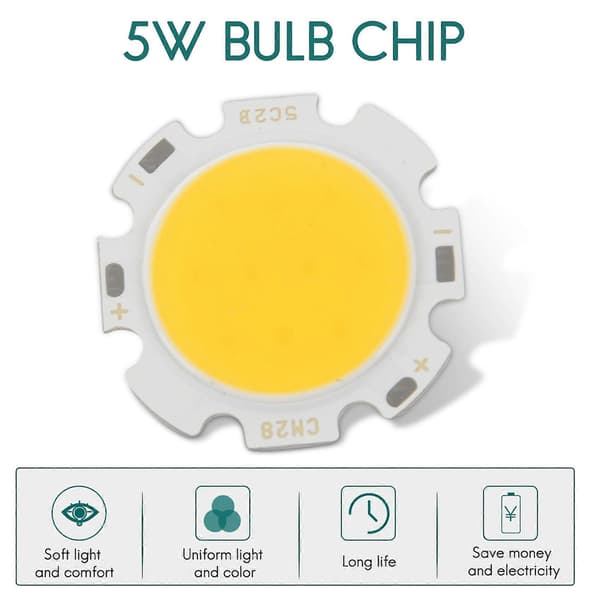 5W Chip Light Rund COB Super LED-lys LED-pærer Varm Hvit DC15-17V varm vit