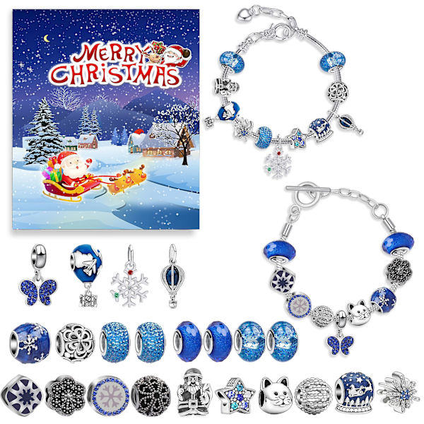 Julekalender Armbånd Blind Box Juleteller Kalender DIY Smykkeproduksjonssett Gave