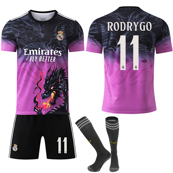 2024-2025 Real Madrid Dragon Anniversary Edition Barn Vuxen Fotbollströja No.11 RODRYGO 18