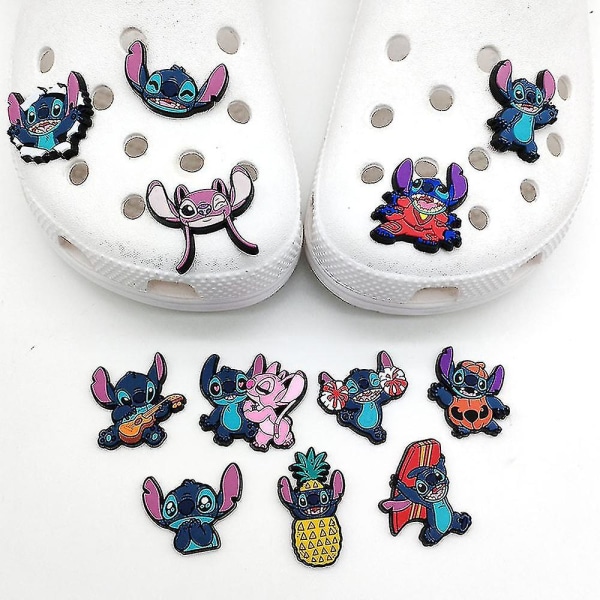 22 stk/sett Cute Stitch Angel Cartoon Shoe Charms, Croc Clog Sko dekorasjon