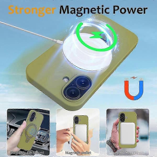 PC + silikone telefoncover med MagSafe-stativ, kompatibel med iPhone 16