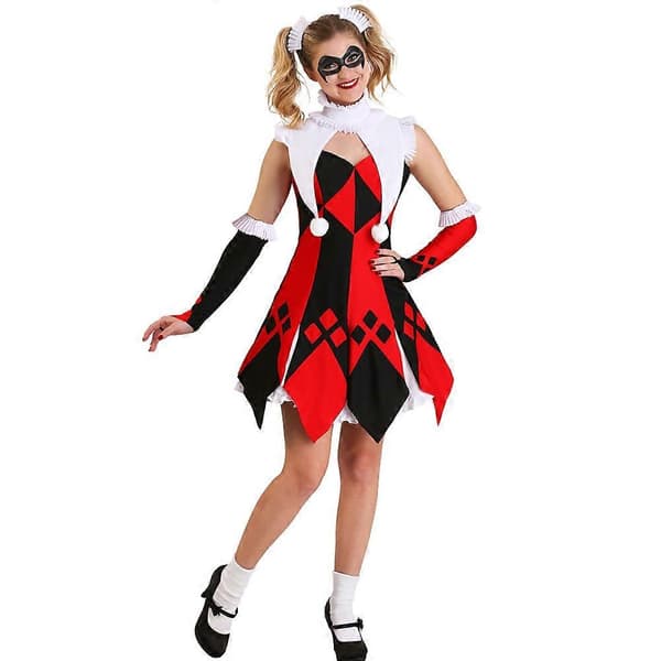 Halloween Jester/Clown Cosplay Maskeradkostym Red M