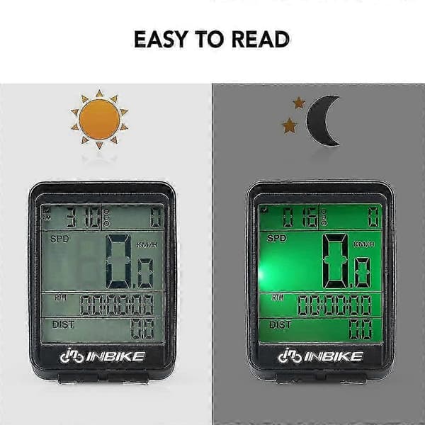 Vanntett trådløs sykkelcomputer - LCD-speedometer for sykling med regntett design og multifunksjon