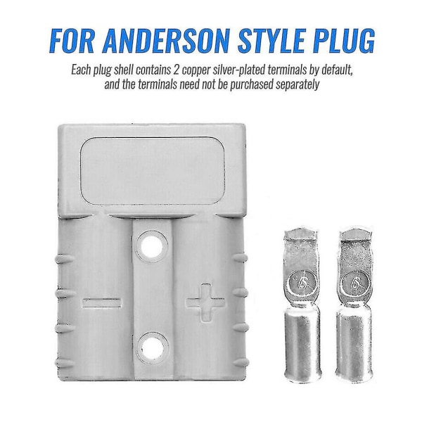 10 st för Anderson Style Plug Connectors Dc 50a 12-24v 6awg Dubbelpolig Med Kopparkontakt Connect -tt