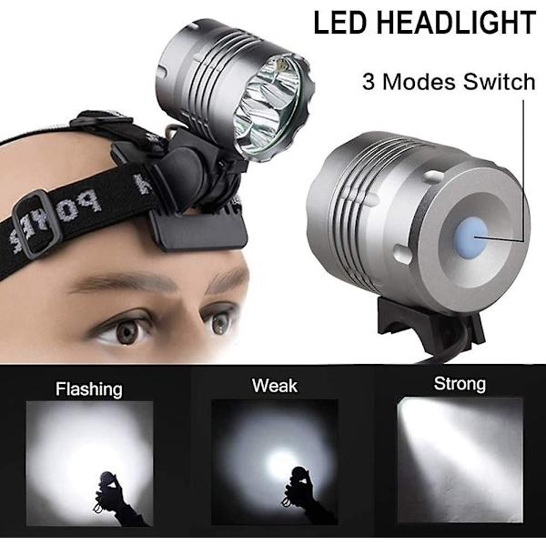 Cykellygter, 6000 lumen 5 led cykellygter, vandtæt mountainbike forlygte med 6400 mah genopladeligt batteri, 3 tilstande frontlygte