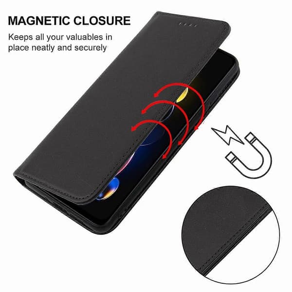 Magnetiskt Läderfodral för Xiaomi Redmi Note 11T Pro+ Black